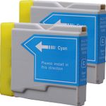 2 stuks Brother LC1000C cyaan inktcartridges (Ink Hero Huismerk)