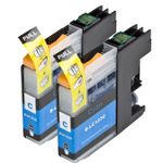 2 stuks Brother LC123 (LC121) inktcartridges cyaan hoge capaciteit (Ink Hero Huismerk)