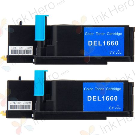 2 stuks Dell 593-11041 (769T5) toner cyaan (Ink Hero Huismerk)