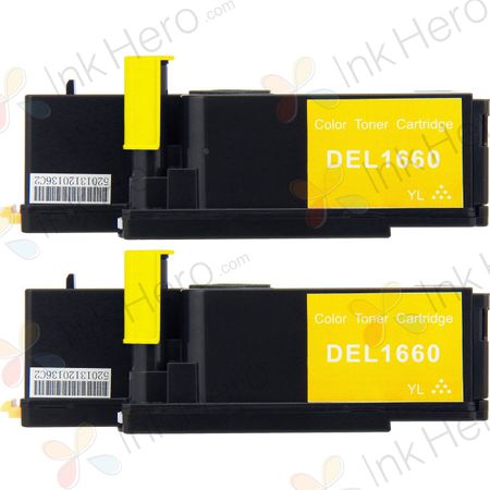 2 stuks Dell 593-11037 (N51XP) toner geel (Ink Hero Huismerk)