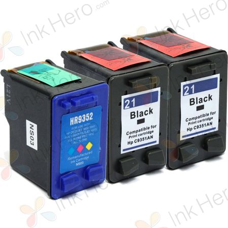 3 stuks HP 21 & 22 inktcartridges (Ink Hero Huismerk)