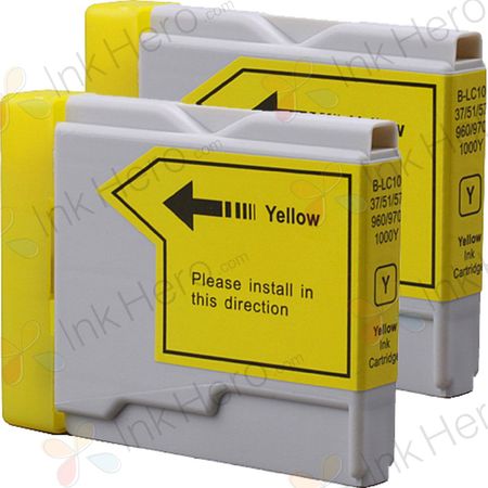 2 stuks Brother LC1000Y geel inktcartridges (Ink Hero Huismerk)