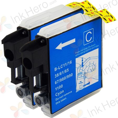 2 stuks Brother LC985C inktcartridges cyaan (Ink Hero Huismerk)