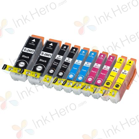 10 stuks Epson 26XL inktcartridges hoge capaciteit (Ink Hero Huismerk)