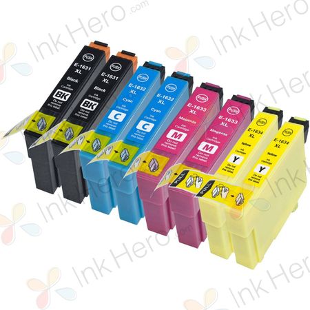 8 stuks Epson 16XL XXL inktcartridges hoge capaciteit (Ink Hero Huismerk)