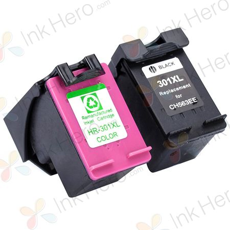 2 stuks HP 301XL inktcartridges hoge capaciteit (Ink Hero Huismerk)