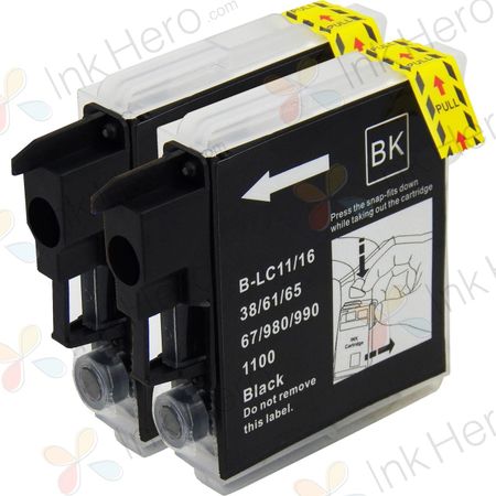 2 stuks Brother LC1100BK inktcartridges zwart (Ink Hero Huismerk)