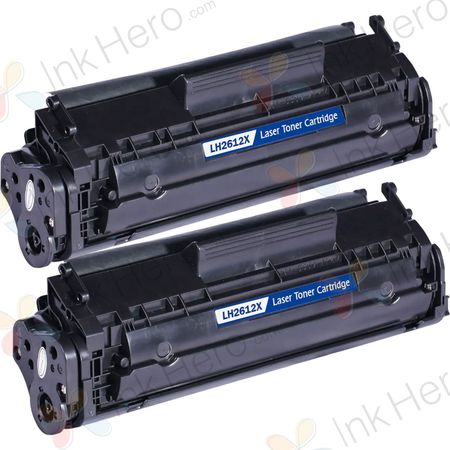 2 stuks HP 12X (Q2612X) toner zwart hoge capaciteit (Ink Hero Huismerk)