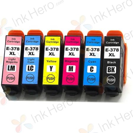 6 stuks Epson 378XL inktcartridges hoge capaciteit (Ink Hero Huismerk)