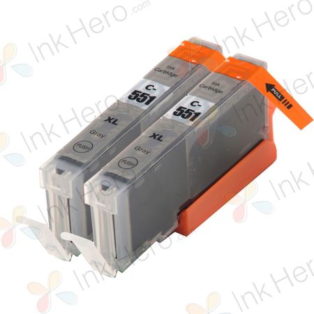 2 stuks Canon CLI-551XL inktcartridges grijs hoge capaciteit (Ink Hero Huismerk)