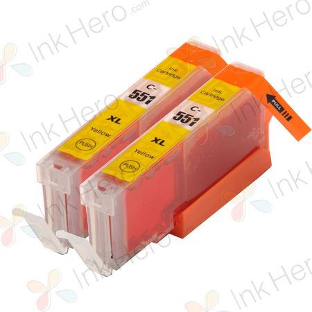 2 stuks Canon CLI-551XL inktcartridges geel hoge capaciteit (Ink Hero Huismerk)