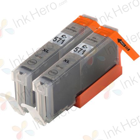 2 stuks Canon CLI-571XL inktcartridges grijs hoge capaciteit (Ink Hero Huismerk)