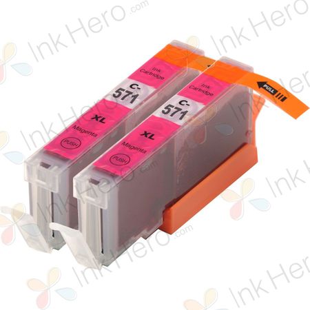 2 stuks Canon CLI-571XL inktcartridges magenta hoge capaciteit (Ink Hero Huismerk)