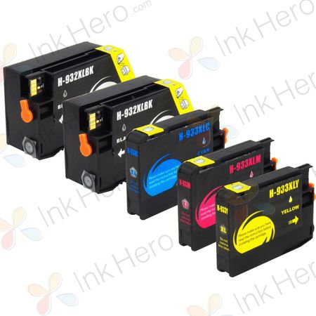 5 stuks HP 932XL & 933XL inktcartridges hoge capaciteit (Ink Hero Huismerk)