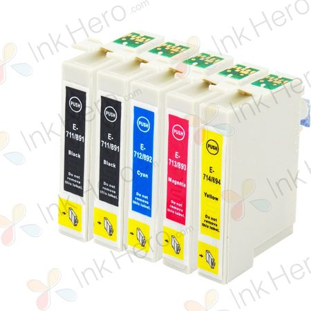 5 stuks Epson T0715 inktcartridges (Ink Hero Huismerk)