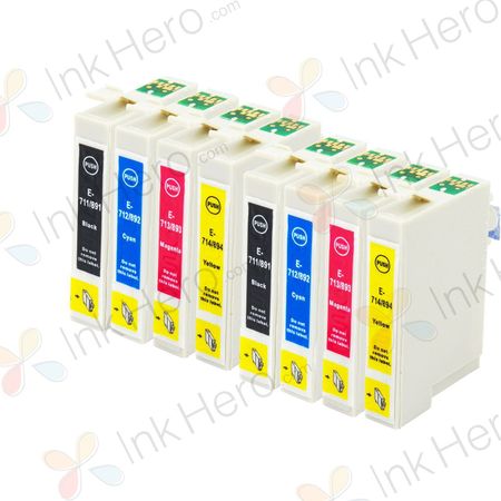 8 stuks Epson T0715 inktcartridges (Ink Hero Huismerk)