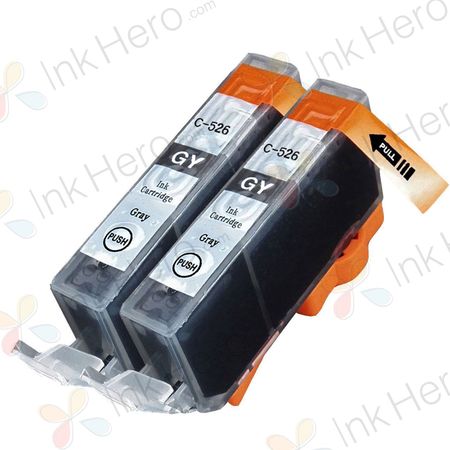 2 stuks Canon CLI-526GY inktcartridges grijs (Ink Hero Huismerk)