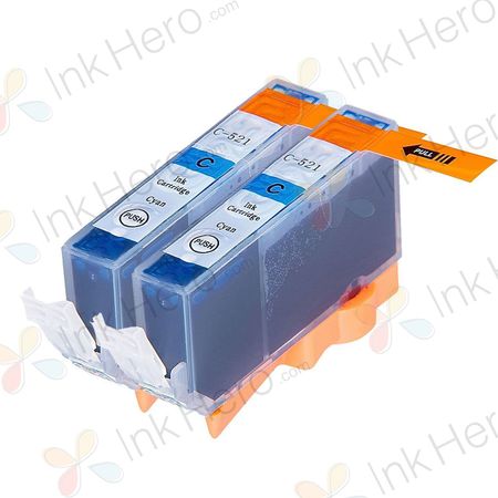 2 stuks Canon CLI-521C inktcartridges cyaan (Ink Hero Huismerk)