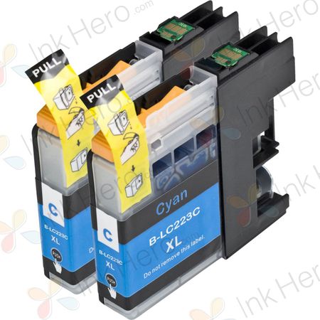 2 stuks Brother LC223 (LC221) inktcartridges cyaan hoge capaciteit (Ink Hero Huismerk)