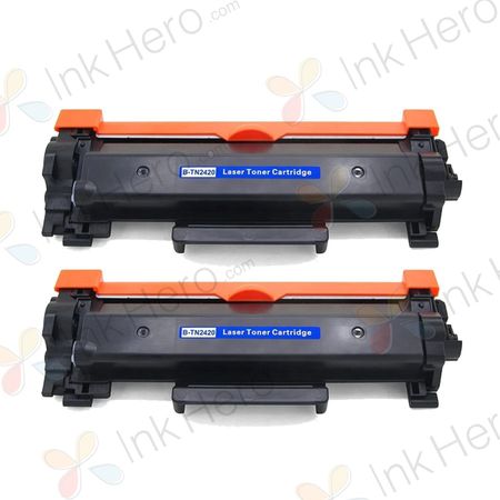 2 stuks Brother TN2420 toner zwart hoge capaciteit (Ink Hero Huismerk)