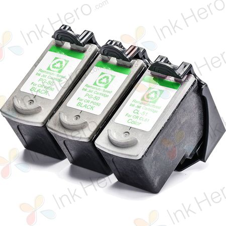 3 stuks Canon PG-50 & CL-51 inktcartridges (Ink Hero Huismerk)