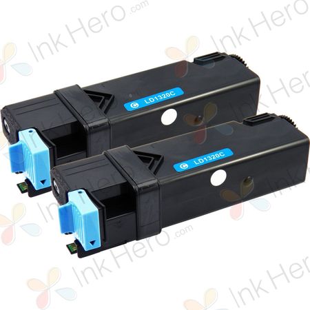 2 stuks Dell 593-10259 (KU051) toner cyaan hoge capaciteit (Ink Hero Huismerk)