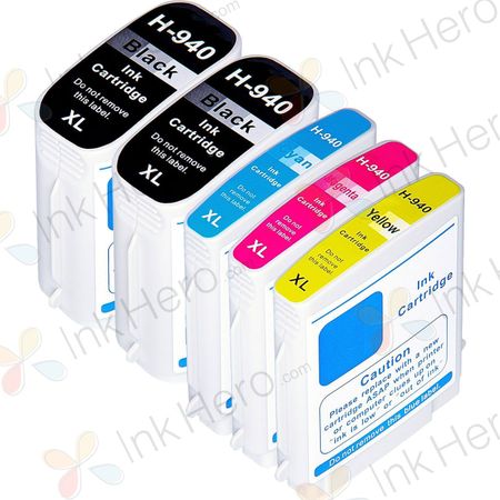 5 stuks HP 940XL inktcartridges hoge capaciteit (Ink Hero Huismerk)