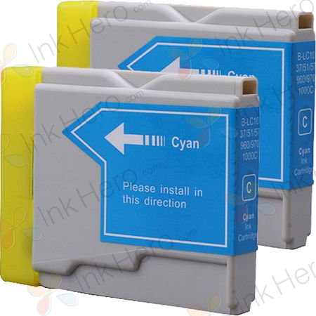 2 stuks Brother LC1000C cyaan inktcartridges (Ink Hero Huismerk)