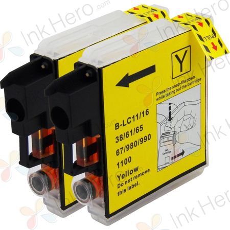 2 stuks Brother LC1100Y inktcartridges geel (Ink Hero Huismerk)