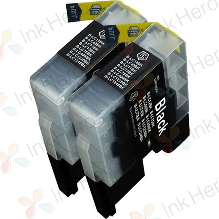 2 stuks Brother LC1240BK (LC1220) zwart hoge capaciteit inktcartridges (Ink Hero Huismerk)