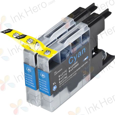 2 stuks Brother LC1280XL cyaan inktcartridges (Ink Hero Huismerk)