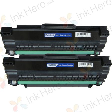 2 stuks Samsung MLT-D1052L toner zwart hoge capaciteit (Ink Hero Huismerk)