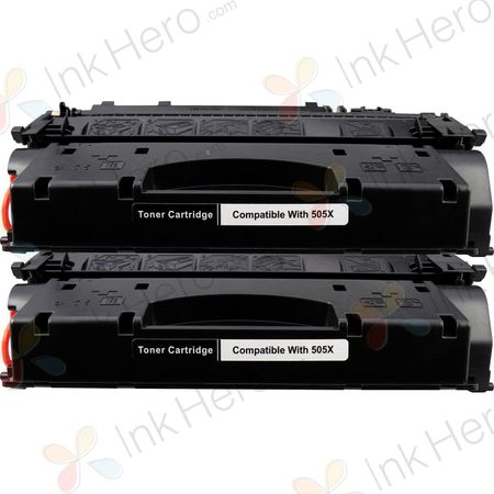 2 stuks HP 05X (CE505X) toner zwart hoge capaciteit (Ink Hero Huismerk)