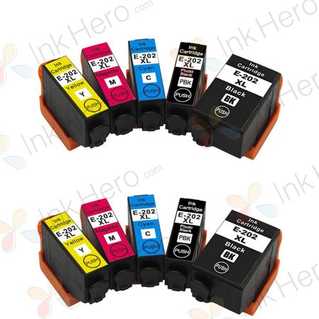 10 stuks Epson 202XL inktcartridges hoge capaciteit (Ink Hero Huismerk)