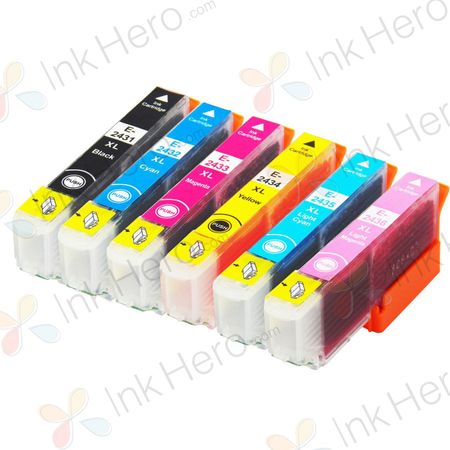 6 stuks Epson 24XL inktcartridges hoge capaciteit (Ink Hero Huismerk)