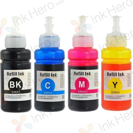 4 stuks Epson T664 zwart en kleur (Ink Hero Huismerk)