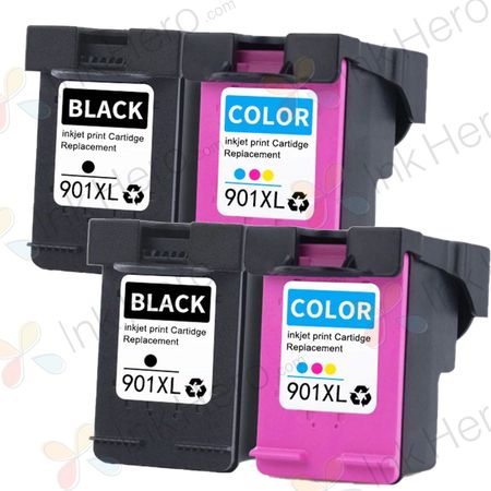 4 stuks HP 901 XL inktcartridges hoge capaciteit (Ink Hero Huismerk)