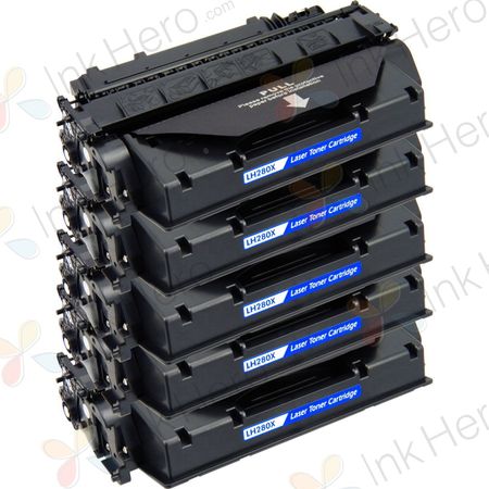 5 stuks HP 80X (CF280X) toner zwart hoge capaciteit (Ink Hero Huismerk)