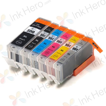 6 stuks Canon PGI-550XL & CLI-551XL inktcartridges hoge capaciteit (Ink Hero Huismerk)