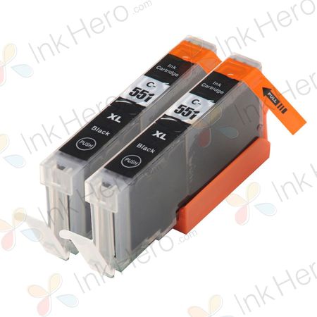 2 stuks Canon CLI-551XL inktcartridges zwart hoge capaciteit (Ink Hero Huismerk)