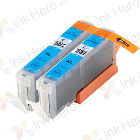 2 stuks Canon CLI-551XL inktcartridges cyaan hoge capaciteit (Ink Hero Huismerk)