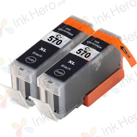 2 stuks Canon PGI-570XL inktcartridges zwart hoge capaciteit (Ink Hero Huismerk)