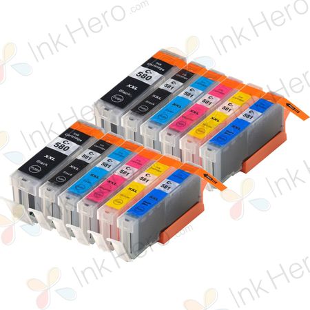 12 stuks Canon PGI-580XXL & CLI-581XXL inktcartridges super hoge capaciteit (Ink Hero Huismerk)