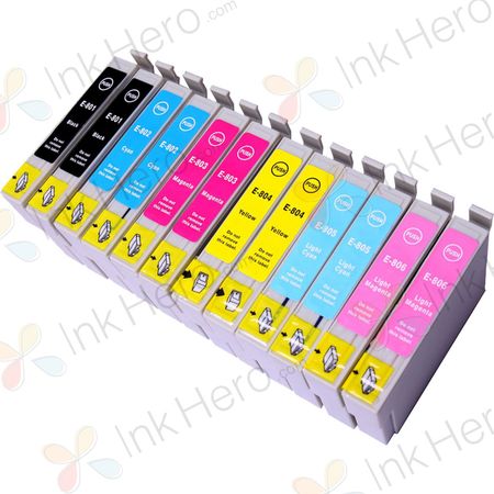 12 stuks Epson T0807 inktcartridges (Ink Hero Huismerk)