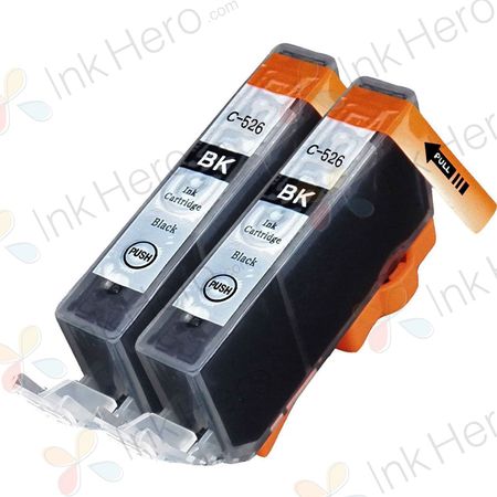 2 stuks Canon CLI-526BK inktcartridges zwart (Ink Hero Huismerk)