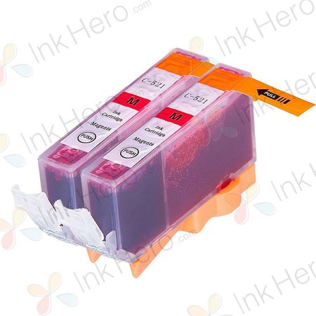 2 stuks Canon CLI-521M inktcartridges magenta (Ink Hero Huismerk)