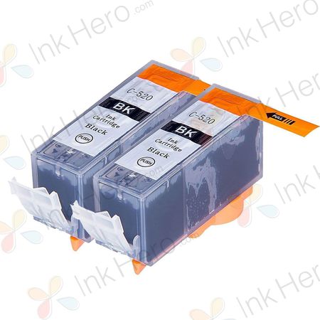 2 stuks Canon PGI-520BK inktcartridges pigment zwart (Ink Hero Huismerk)