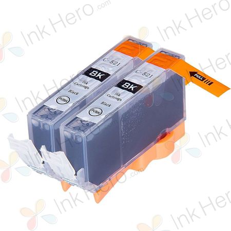 2 stuks Canon CLI-521BK inktcartridges zwart (Ink Hero Huismerk)