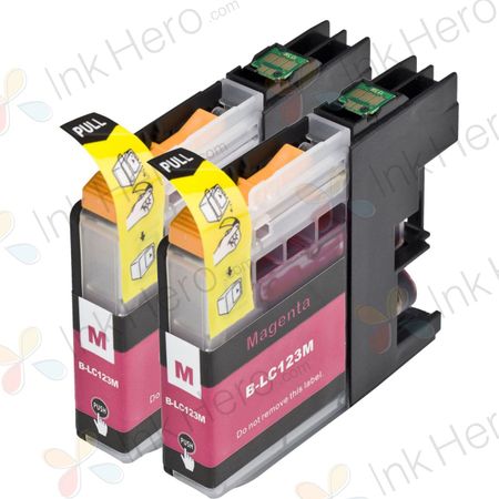 2 stuks Brother LC123 (LC121) inktcartridges magenta hoge capaciteit (Ink Hero Huismerk)