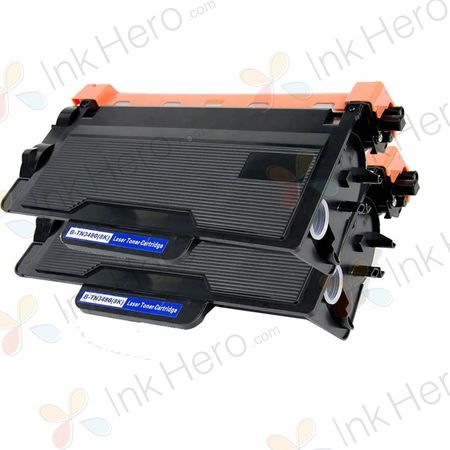 2 stuks Brother TN3480 toner zwart hoge capaciteit (Ink Hero Huismerk)